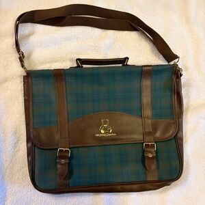 Vintage Sanrio Mr Bear’s Dream Green Plaid Messenger Bag Backpack Laptop School